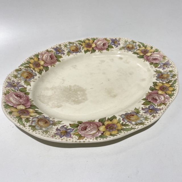 PLATTER, Vintage Serving Plate - Floral Oval 30cm